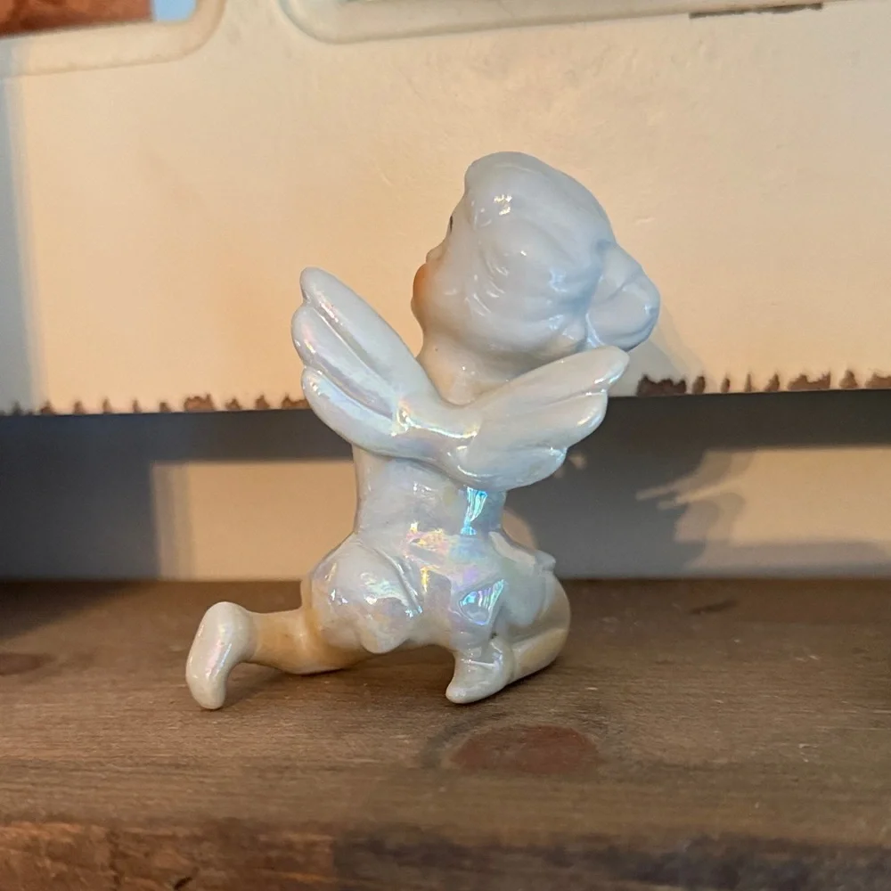 Vintage Japan Porcelain Cherub Pixie Candle Hugger Figurine
